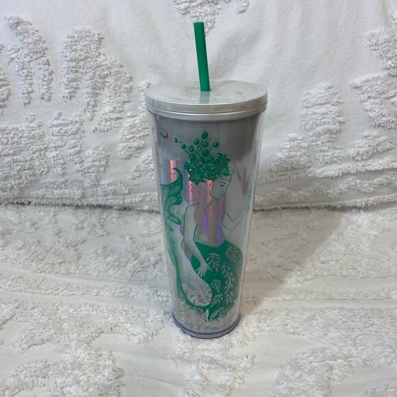STARBUCKS Trademark Siren Logo Tumbler Collectable Green Iridescent Sz 24oz - Picture 1 of 8